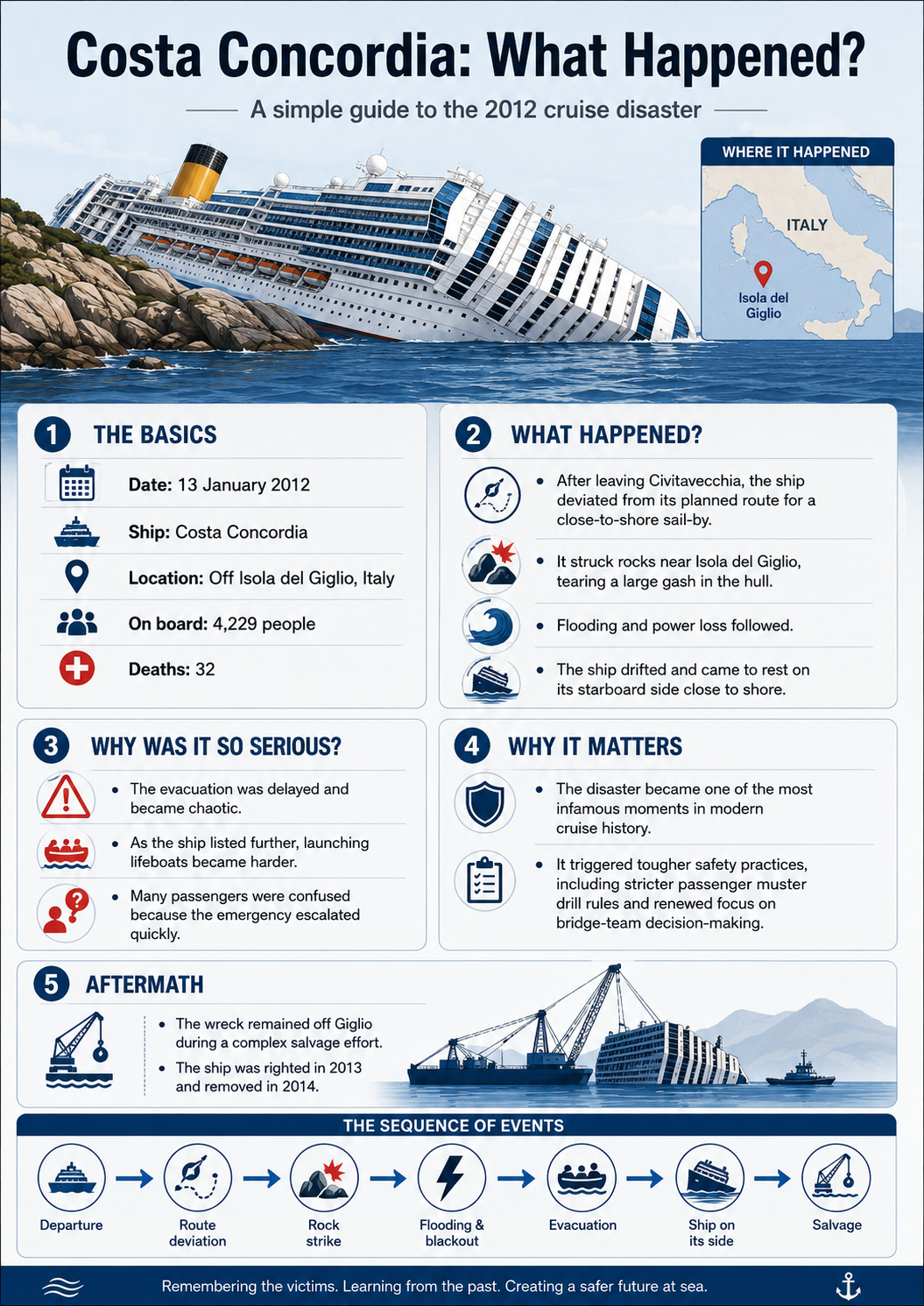 Infographic that explains Costa Concordia disaster