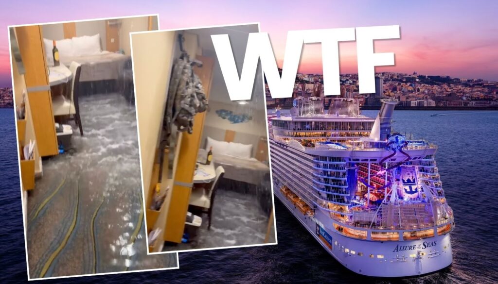 Water pours through Allure of the Seas